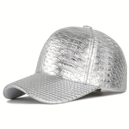 CrocoScale Leather Cap