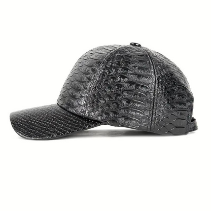 CrocoScale Leather Cap