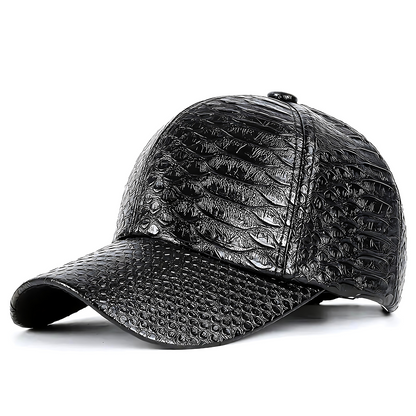 CrocoScale Leather Cap