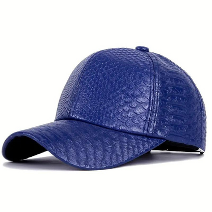 CrocoScale Leather Cap